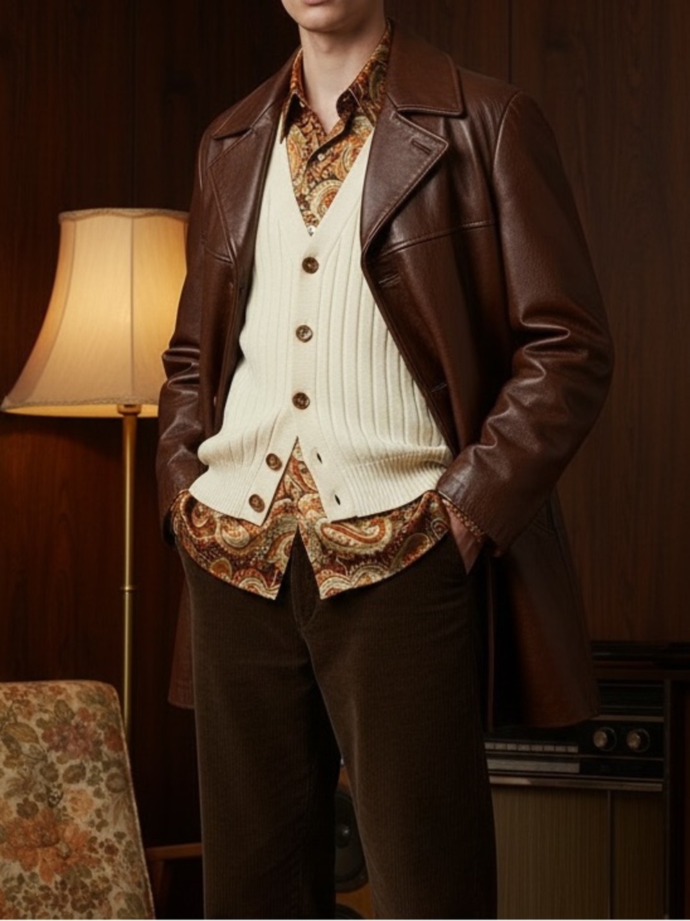 Vintage 70s London Fog Brown Leather Sport Coat